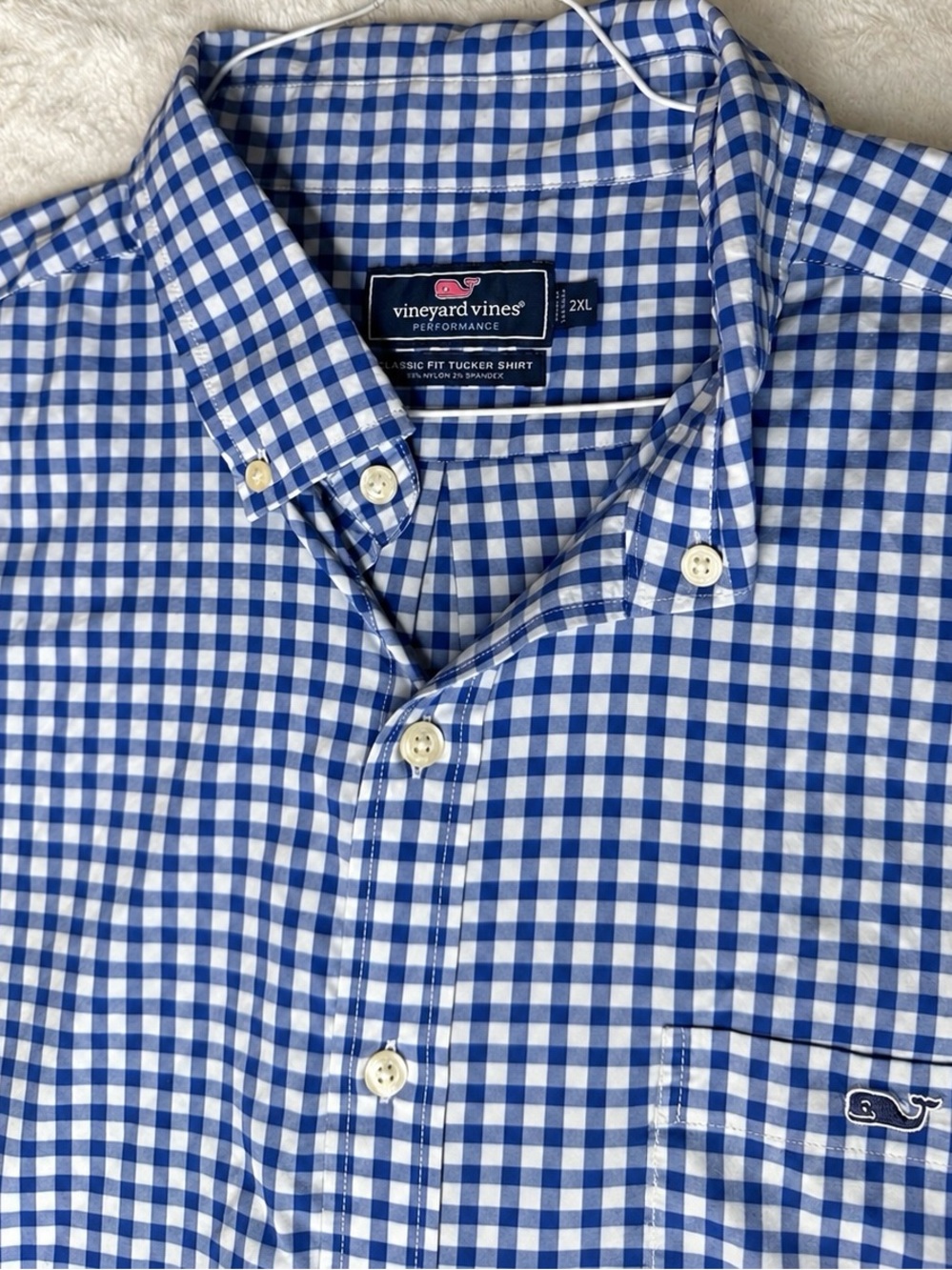 Vineyard Vines Men’s 2XL Performance Classic Fit Tucker Shirt Blue White Gingham